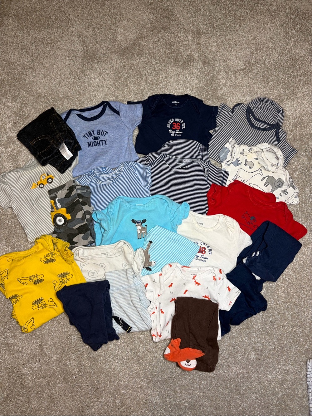Carter's Baby Boys Multi-Color Matching Onesie & Pants Lot